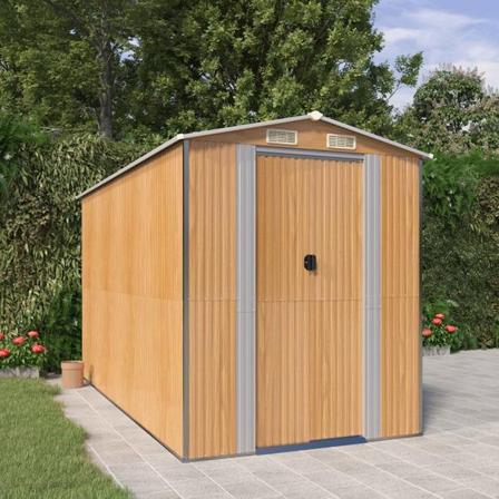 Vidaxl Trädgårdsskjul Ljusbrun 192x357x223 Cm Galvaniserat Stål Brun