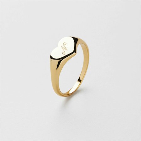 Tine Heart Ring Gravur - 18K Vergoldetes Sterlingsilber
