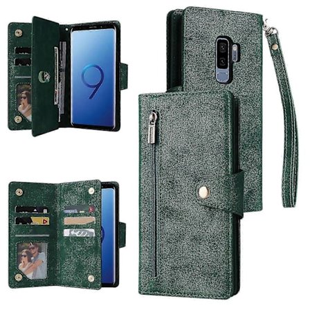 Kompatibel med Samsung Galaxy S9 Plus etui PU-læder magnetisk flip lynlås kortholder pungcover