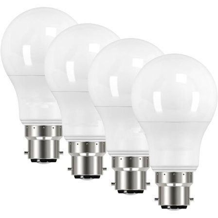 B22 Bajonet LED Pære, Varm Hvid 3000K, 60W 60 Watt Ækvivalent, 8.5W B22 GLS Pærer, Lyspærer, 806 Lumen, Ikke-Dæmpbar, Pakke med 4