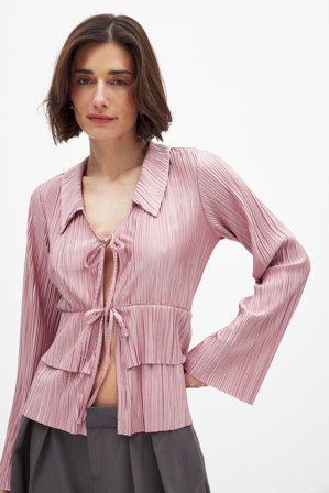 NA-KD Haut à col plissé - - Rose - XS