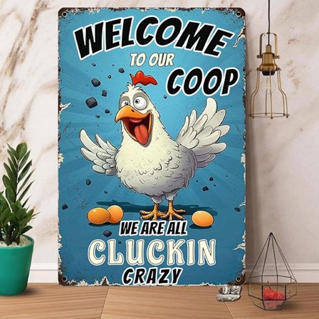 Sjove kyllingeskilte til hønsehuset - metal kyllingeskilte, kyllingeblikskilt gaver til hjemmet gård kyllingehus bondehus køkken haveindretning