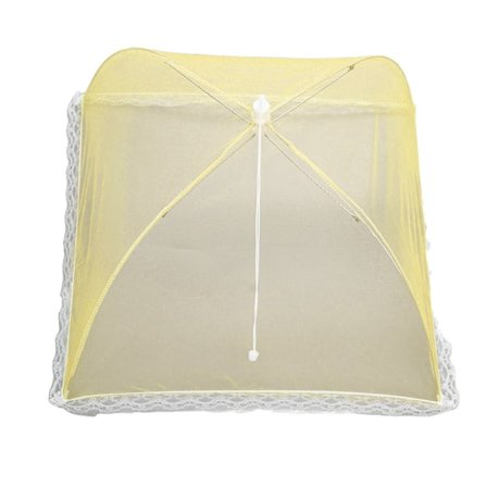 5 stk Matdeksel Sammenleggbare Vaskbare Gjenbrukbare Bærbare Nett Skjerm Mesh Flatt Telt for Hjem Camping Piknik Gul