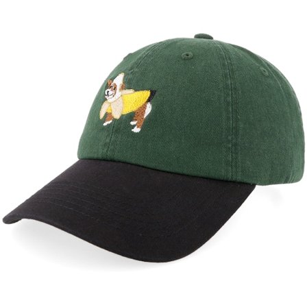 Iconic - Grün unconstructed Cap - Banana Suite Dog Stone Washed Dark Green/Black Dad @ Hatstore