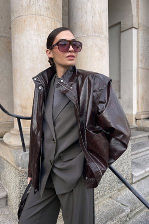 NA-KD Oversized Double Breasted Blazer - Oversized Blazer - Grå - EU 42