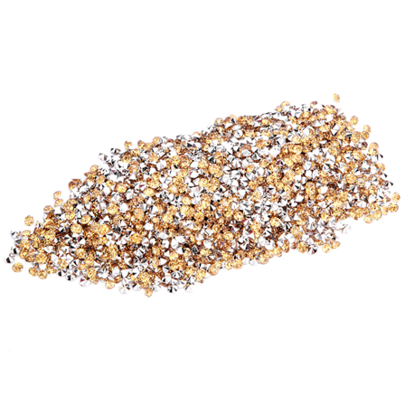 Diamant med sølvbelagt bunn, spiss dekorasjon diamant 3mm (gyllen med sølvbunn)