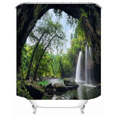 Suojus suihkuverholle, polyesteri 3D-digitaalitulostus, 12 koukkua, sopii eri tankoihin L 90cm x K 180cm KLB