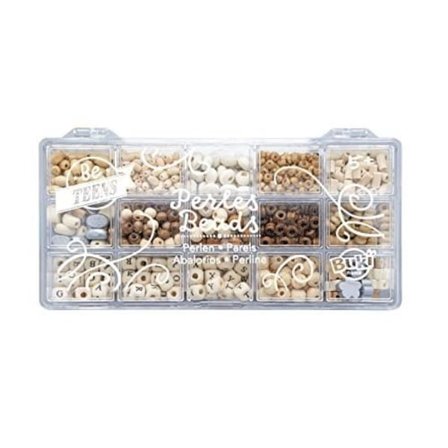 Puulaatikko helmille - BUKI - PE014 - 13 lajia - Luonnollinen - Sekoitus