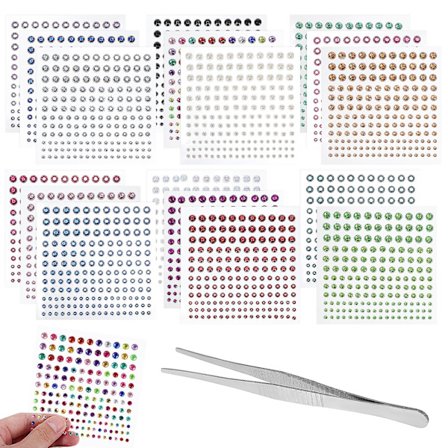 17 ark klistremerker Rhinestone-klistremerker Selvklebende edelstensklistremerker med pinsett