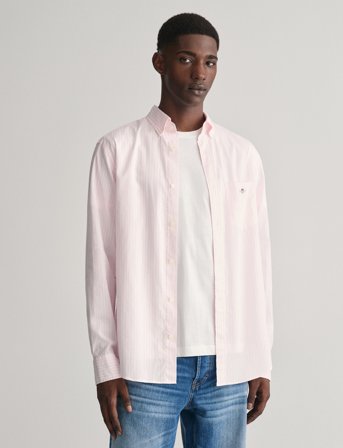 GANT Reg Classic Poplin Stripe Shirt - Pink - XL