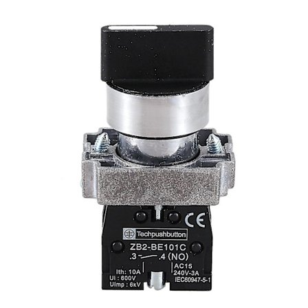 22mm Latching 2 No 3-positions Rotary Selector Select Switch Zb2-be101c Svart