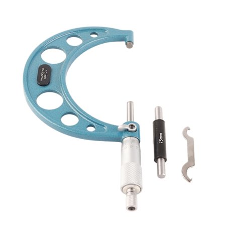 Højpræcisions rustfrit stål udvendig mikrometer 0,01 mm måleværktøj 75-100 mm med skruenøgle