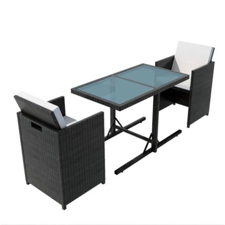 Vidaxl Bistrogrupp Med Dynor 3 Delar Konstrotting Svart Svart