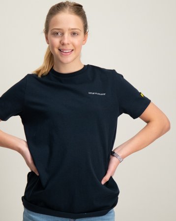 Lyle & Scott Script Embroidered T-shirt Bleu T-shirts Fille - Kids Brand Store