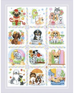 Broderikit Billede Hundekalender - Riolis