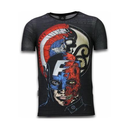 Local Fanatic Captain Superhero Rhineston - t shirt - 11-6266Z svart, Herr, Herr, Storlek: 2XL