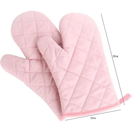 2 st ugnshandskar i polyester och bomull, värmebeständiga för mikrovågsugn och grillning - Rosa