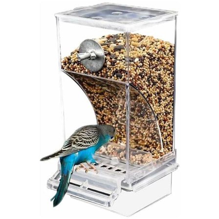 Automatic Spill Proof Bird Feeder Cage Accessories Food Container for Parakeets Canaries Cockatiels Finches