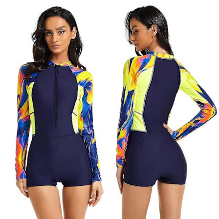 Naisten uimapuku 2023 Yksiosainen uimapuku Surffaukseen Pitkähihainen uimapuku Poikien lahkeellinen body Lehtikuvioinen ihosuoja