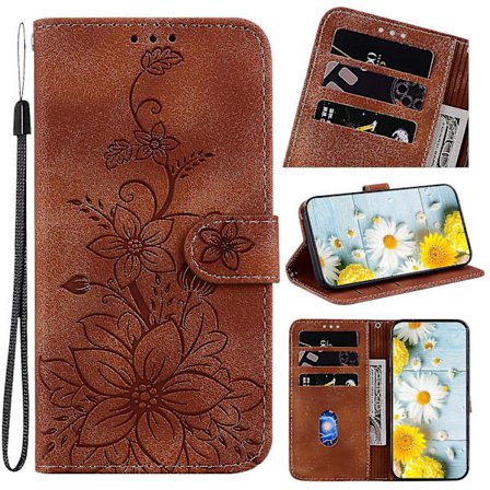 Case Oppo Reno 10 5g kohokuvioidulle Lily Flip Wallet Premium Pu cover korttitelineellä, yhteensopiva Oppo Reno 10 5g_ggod kanssa