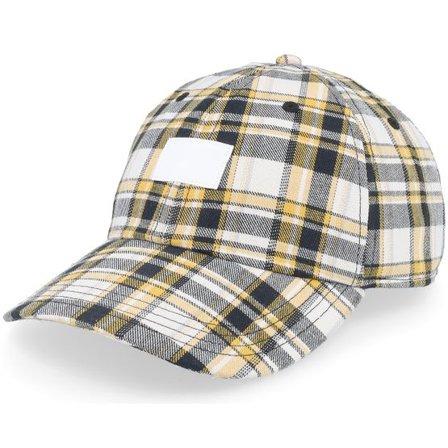 Equip - Gul unconstructed Keps - Yellow Check Dad Cap @ Hatstore