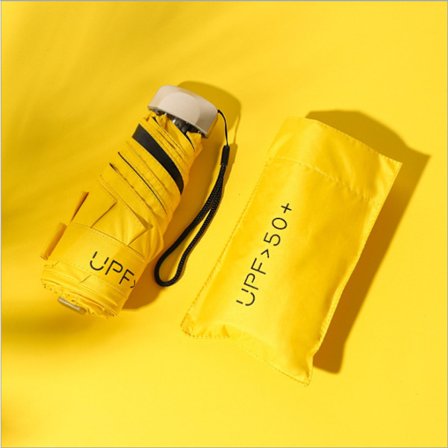 Miniparaply med UV-skydd,UV-skydd och fickor -gul av citron