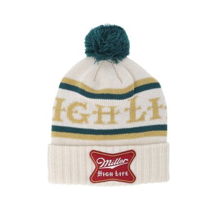 American Needle - Svart pom Beanie - Miller High Life Pillow Line Ivory Pom @ Hatstore