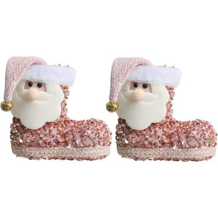 2 Pak Mini Jule Strømper, 3D Små Julemandsstøvler, Personlige Jule Strømper Med Pailletter