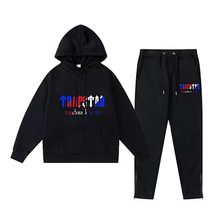 Ny Trapst Tigerhode-trykk Hettegenser Plysj Genser Mote Gradient Bokstav Casual Sportssett Trykk 05- Svart