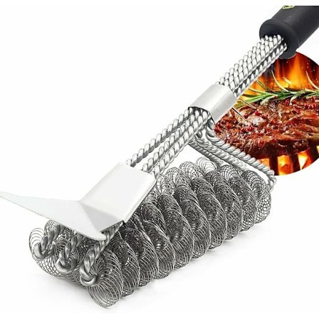 Grillborste, grillskrapa borste, grillrengöringsborste, grillborste och skrapa med långt handtag för grill