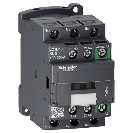 Schneider Electric LC1D18KUE Kontaktor 1 Åp + 1 Lu, 18 A, 100-250 V, Elfordeling & strømforsyning