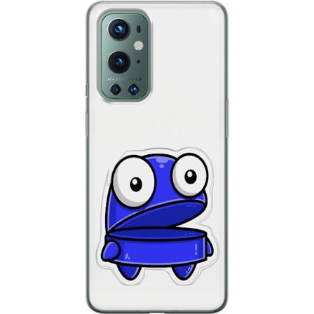 Kompatibel Mobilcover til OnePlus OnePlus 9 Pro Blå tegneseriefigur med åbent udtryk og store øjne i sjov illustration