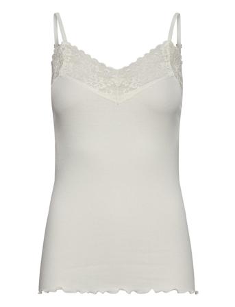 Organic Strap Top W/ Lace Top Ærmeløs Top Hvid Rosemunde