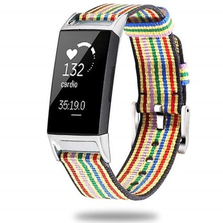 För Fitbit Charge 3- watch Nylon Canvas-rem Plastkontakt Längd: 21cm