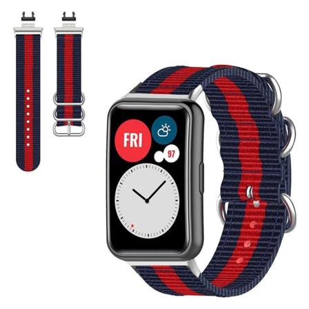 Huawei Watch Fit nylonkuvioinen kellonauha - Sininen / Punainen Multicolor