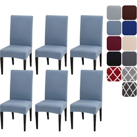 Stolebetræk til spisestue, sæt med 4 eller 6, strækbare, aftagelige, vaskbare, stoleovertræk, dekorationsbeskyttelse, sædeovertræk til hotel light 