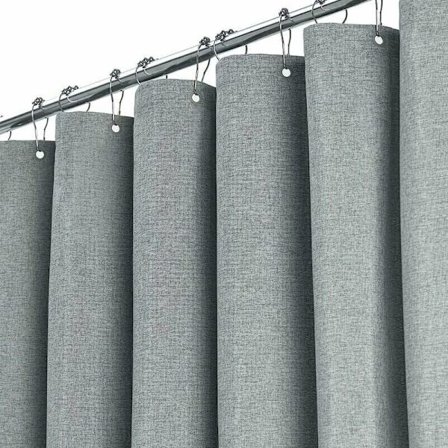 Extra Långt Duschdraperi 180 x 240 cm, Stort Duschdraperi i Lintrådstruktur med 12 Plastkrokar, Klassiskt Stort Duschdraperi i Polyestertyg