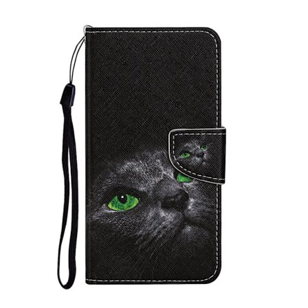 Etui til iPhone 13 MINI Sort Kat Tegneserie Print Wallet med Kortholder Flip