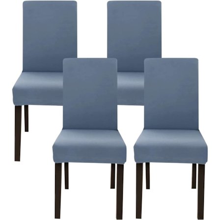 Blå, sett med 4) 4 stk. stretch stolovertrekk, Universal vaskbar spisestue