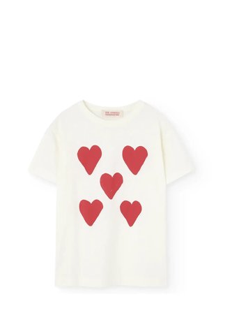 THE ANIMALS OBSERVATORY Hearts White Rooster T-Shirt - Cream - 8 Y