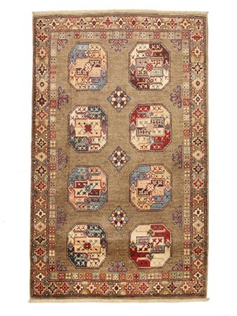 Handknuten Kazak Fine 93X147 Ullmatta Brun/Orange Liten