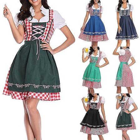Kvinnors Oktoberfest Beer aid Costume Bavarian Traditional Dirndl Dress Carnival CNR