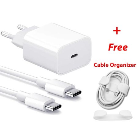 20W Laddare för iPhone 15 + 1M kabel USB-C till USB-C