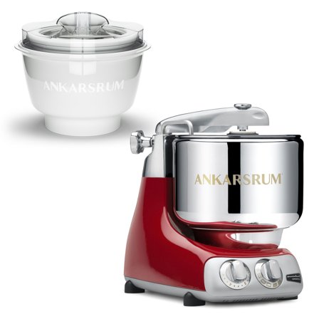 Ankarsrum AKM 6230 köksmaskin med glassmaskin, röd | Köksmaskiner > Glassmaskiner | Bagaren och Kocken
