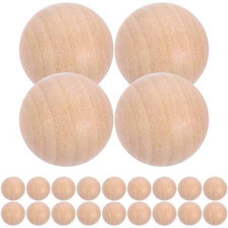 30 stk. 30MM Store Lotus Træ Mini Kugle Massive Runde Perler DIY Maleri Udskæring Håndværkstilbehør Uden Hul (Træfarve)