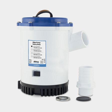 Bomba de achique eléctrica sumergible Albin Pump Heavy Duty 1750 GPH (110 litros/min), 12 V