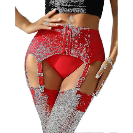 Damstrumpband Plus Size Spetsstrumpband Och 6 Metallklämmor Justerbara Underkläder Strumpbyxor U