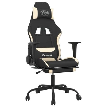 Vidaxl Gamingstol Med Fotstöd Och Massage Svart Och Gräddvit Tyg Kräm