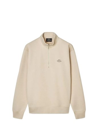 Mads Nørgaard Standard Half Zip Logo Sweat - Cream - XL