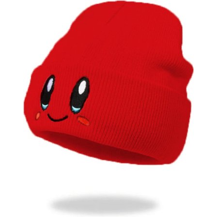 Håndlaget - Kirby Beanie Voksenstørrelse Anime Hat Tilbehør Kawaii, med pent brodert mønster, Medium